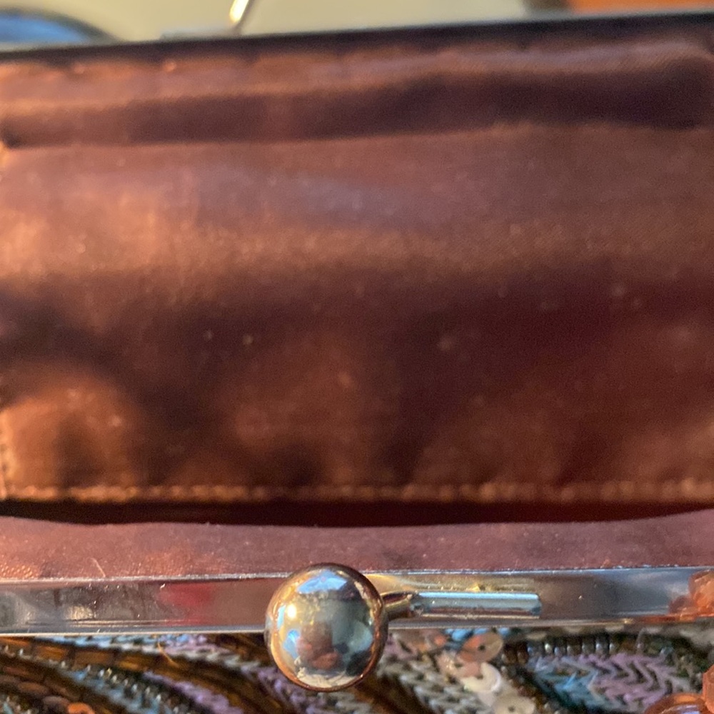 Unbranded Lovely Honey Brown Kisslock Clutch With Beaded Strap View 6